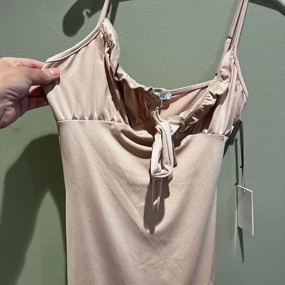 NWT IRIS Nude Pink Bodycon Dress Boutique Cocktail Mini Summer - Picture 3 of 15